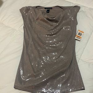 INC cowl neck sequin front top NWT small